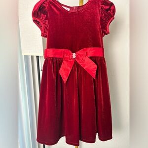 Red Velvet Dress with Puff Sleeves Size 6X NWT Free Shipping